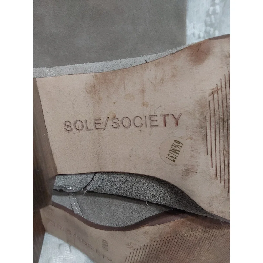 Sole Society Melbourne Taupe Suede Over The Knee Block Heel Boots Womens 6.5M 37